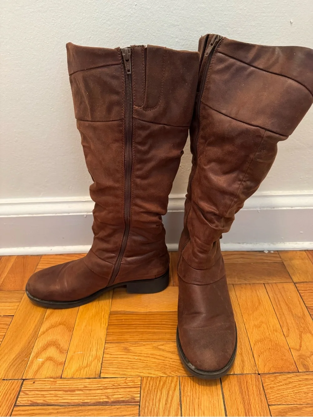 Baretraps Women's Brown Knee-High Buckle Boots